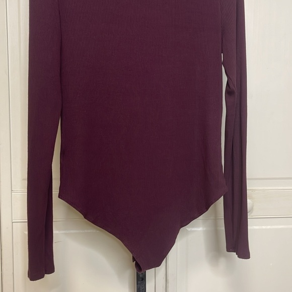 Aeropostale Women’s Ribbed Burgundy Bodysuit  Long Sleeve V Neck Size XL - Picture 7 of 12